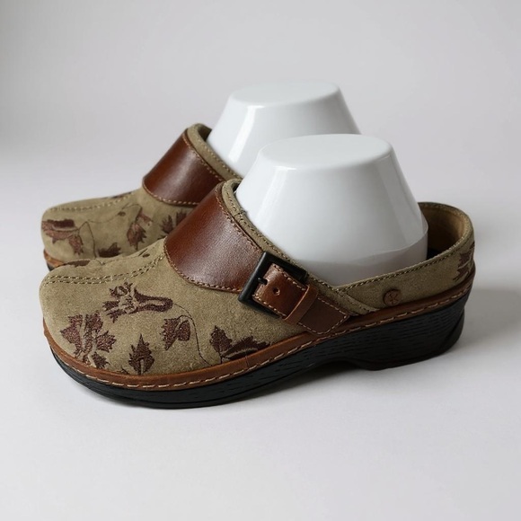 Klogs Austin Clogs Mules Womens 8.5W Leather Floral Tapestry Buckle Slip On READ - Picture 1 of 11